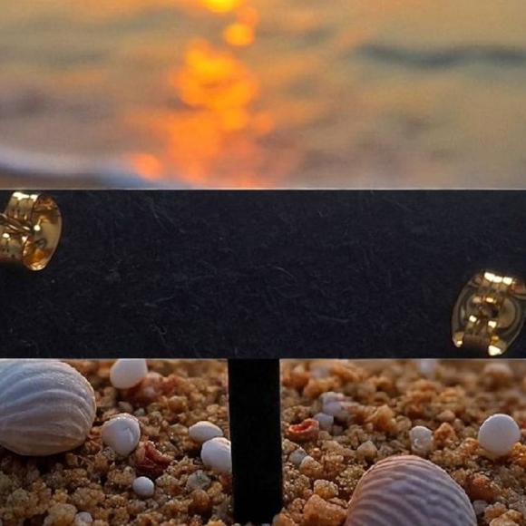 Gold Anchor Drop Earrings 18k Plated - Picture 3 of 6